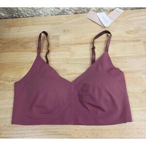 Calvin Klein Women's Invisibles Lightly Lined Triangle Bralette Deep Mauve L